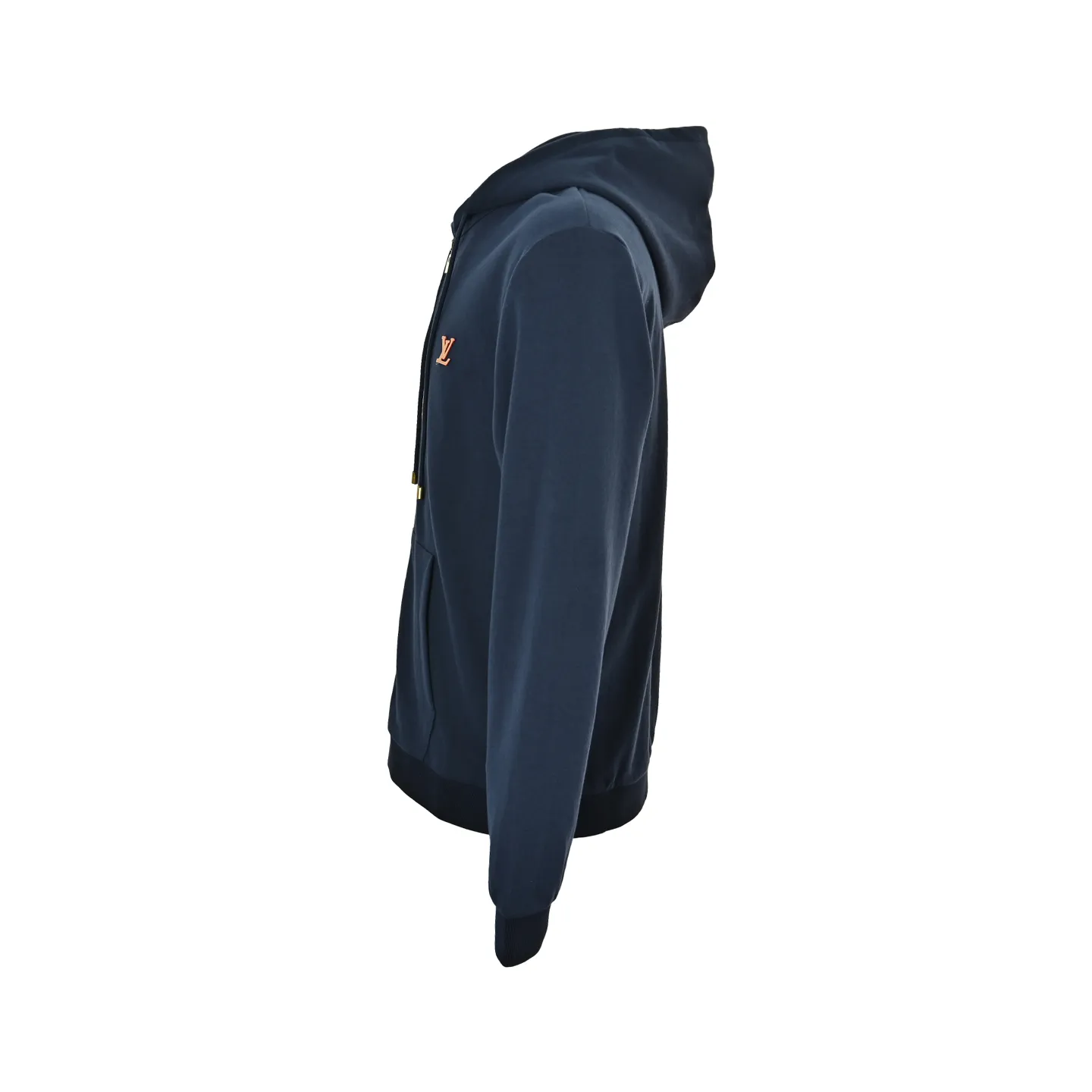 Louis Vuitton/Louis Vuitton leather logo zipper hooded sweatshirt